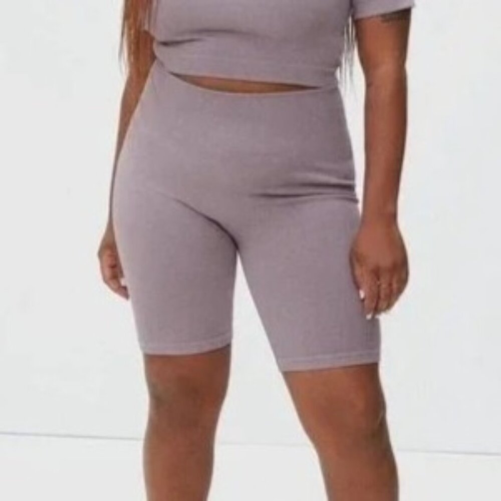 Everlane Athletic Shorts XS/S Ribbed Pastel Purple Workout Bike Athleisure Sport